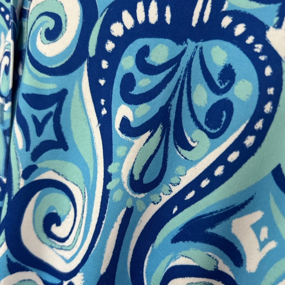 Stella Parker UPF 30 Sun Protection Paisley Drawstring Mini Dress S Blue Resort - Picture 8 of 9